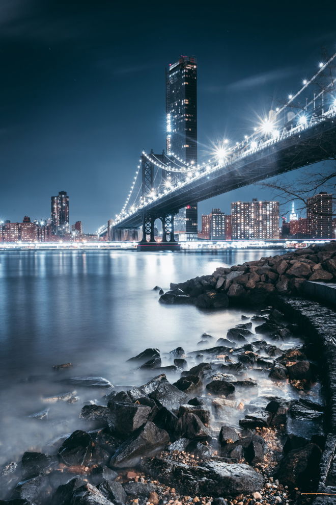 tablou canvas podul manhattan bridge noaptea UNL 024 1